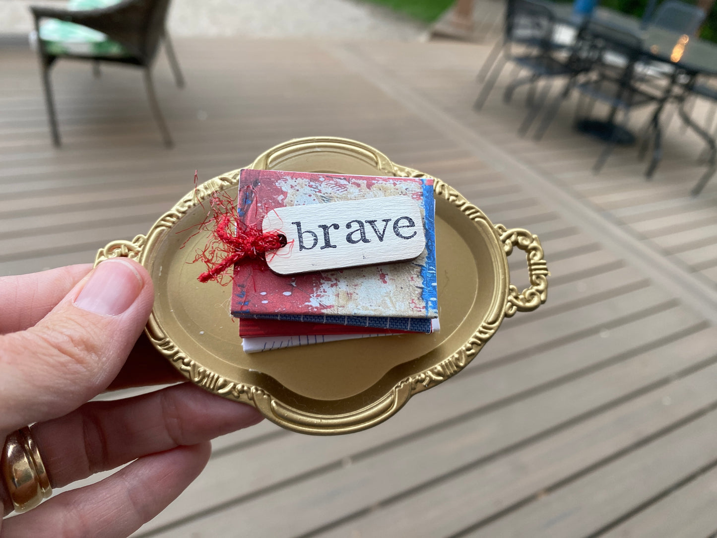 Patriotic Book Stack on gold tray
