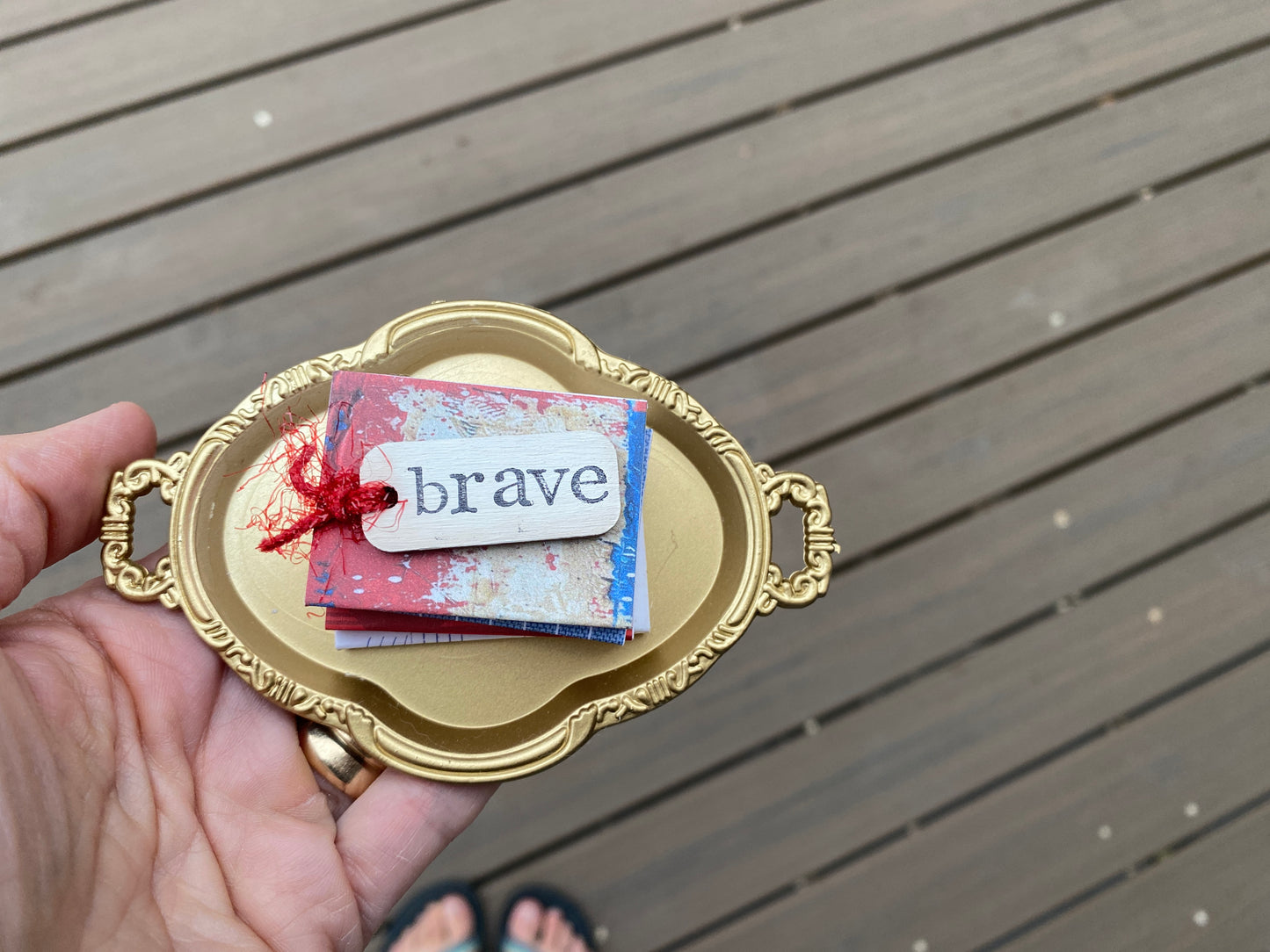 Patriotic Book Stack on gold tray