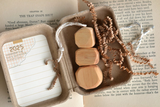 Reserved for Debbie ORNAMENT ONLY (+ journaling card, no box) Stacking Stones Ornament - STAINED GOLDEN PECAN