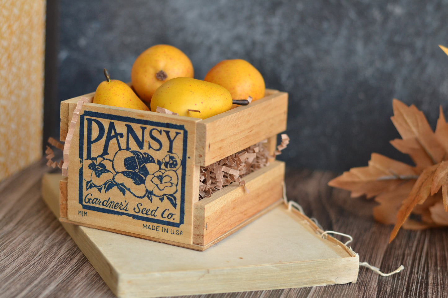 Vintage Mini Wood Crate with Fruit C11