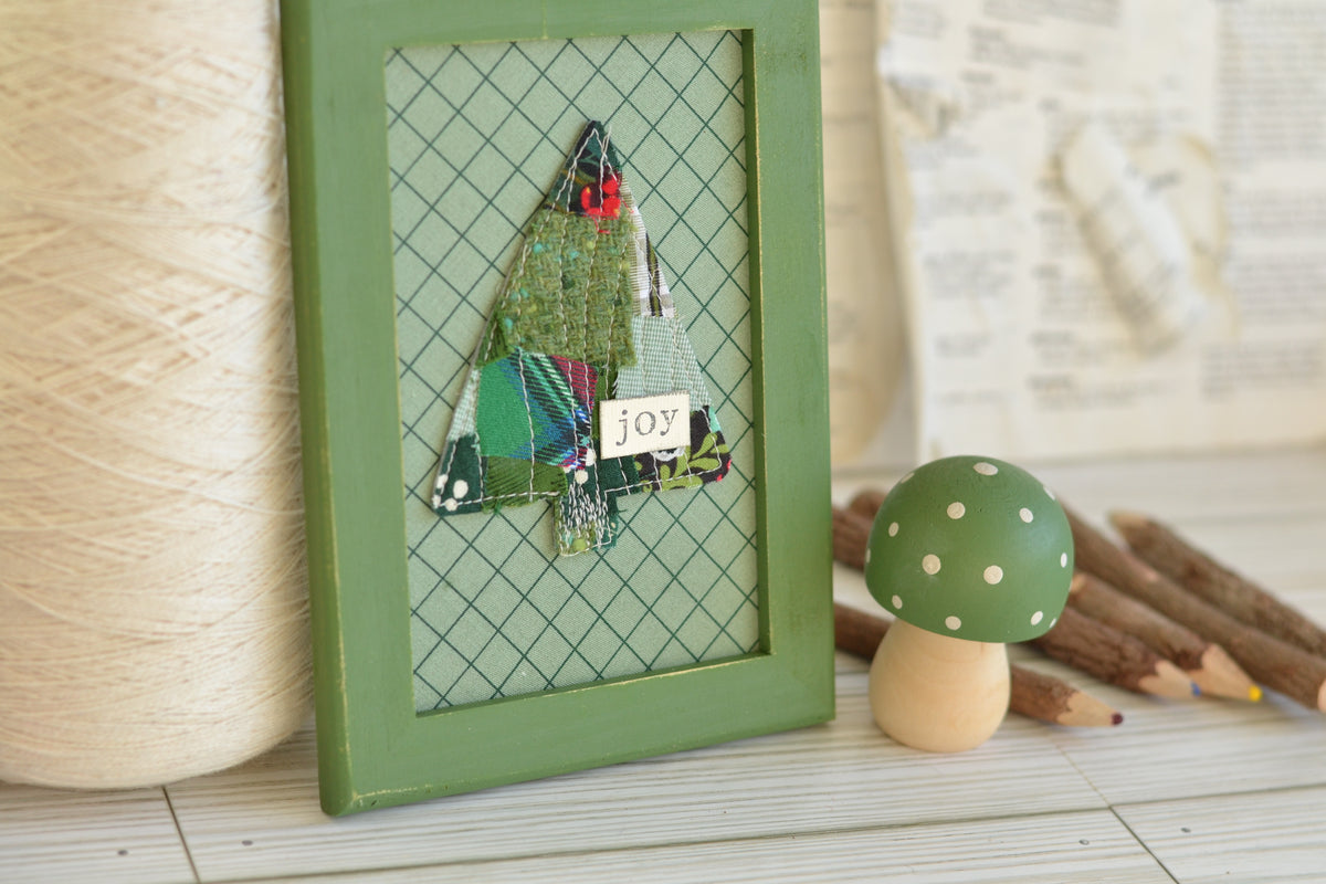 FRAMED Joy Quilted Tree Sign G36 - frame included
