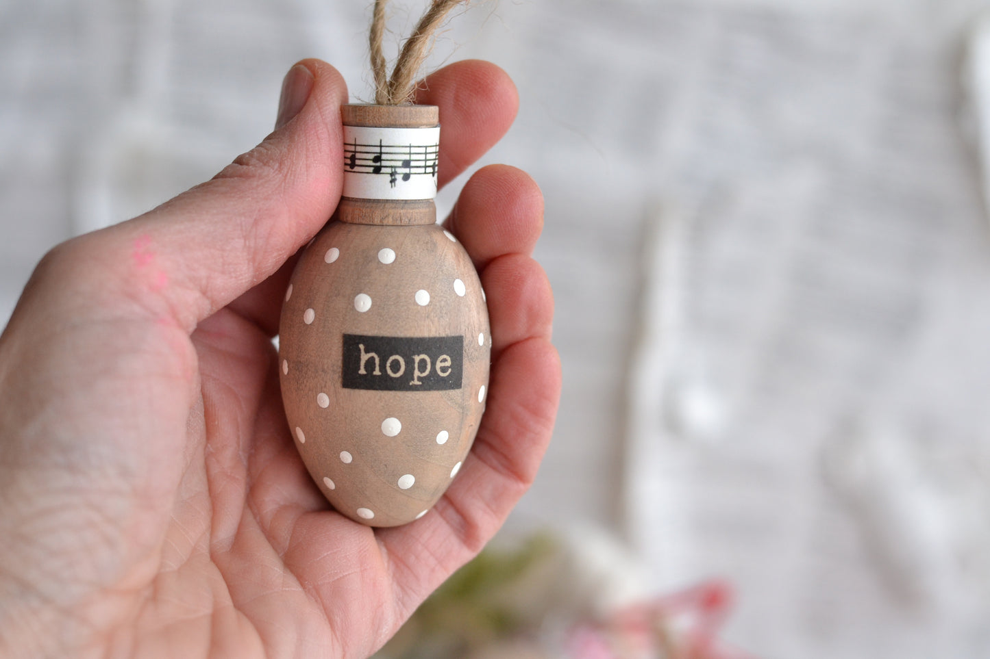 MUSIC NOTES Stained Wood Bulb Ornament