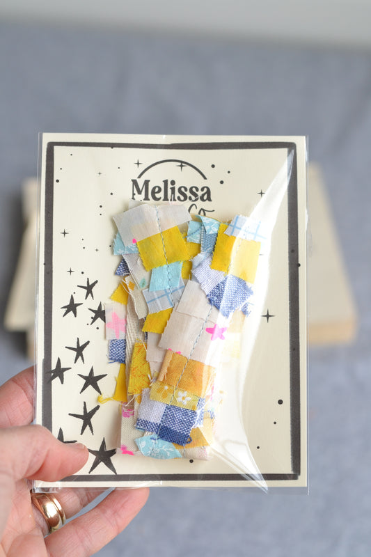 Sunshine Fabric Scrap Ribbon - Yellow, Blue, Pink - 1 Yard