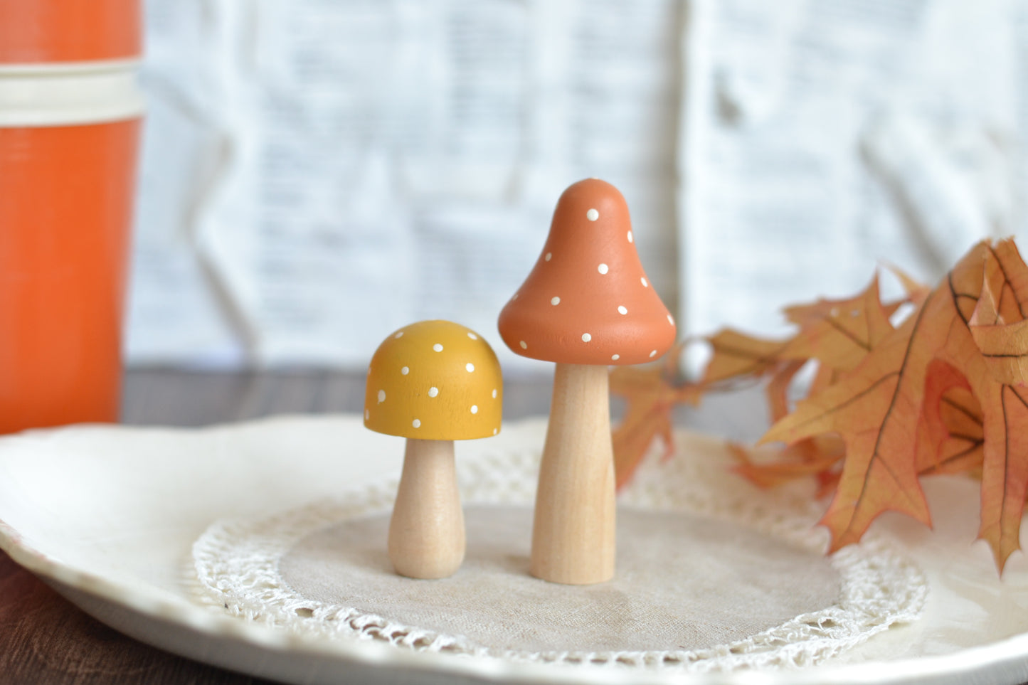 Mushroom Set - Orange and Gold