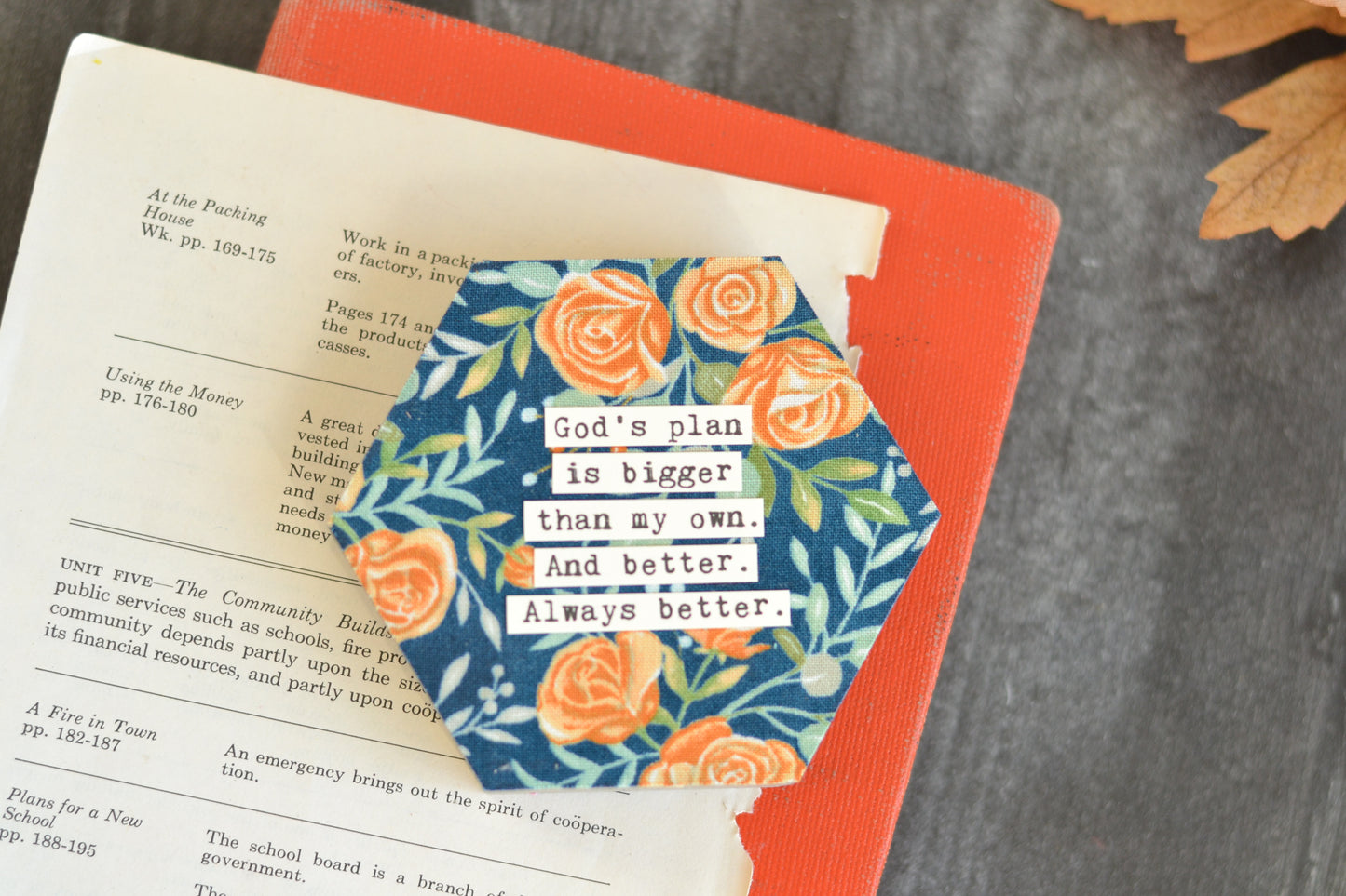 Blue Floral Hexagon Sign - A34