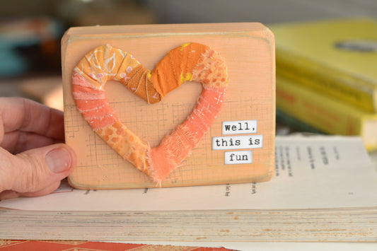 Peach 'This is Fun' Chunky Wood Sign - C21