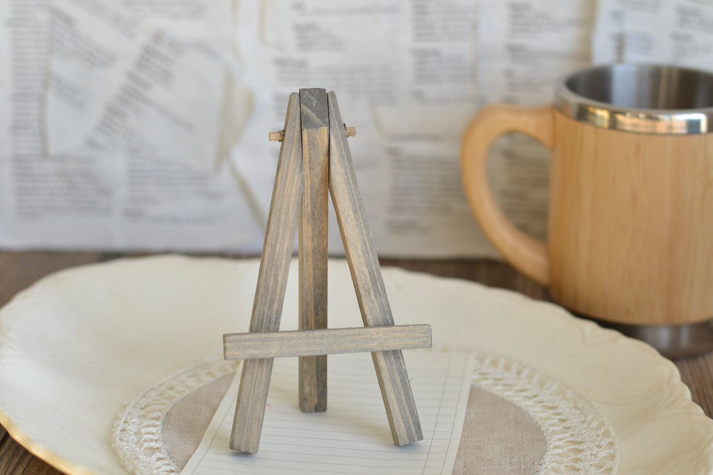 Small Wood Stained Easel for Tiered Trays