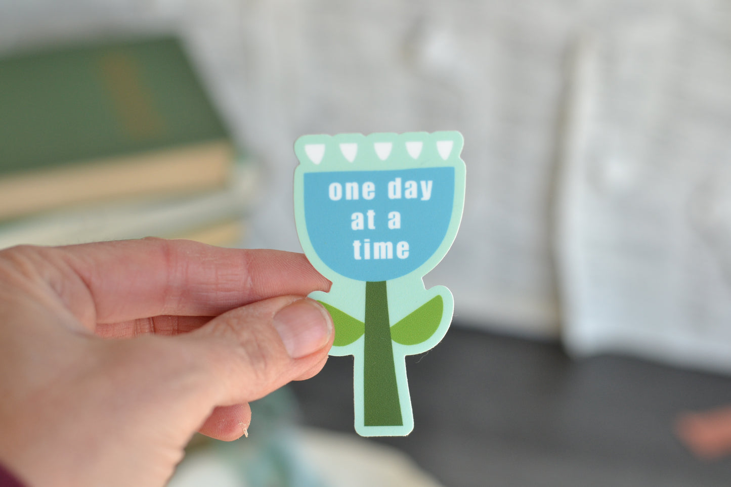 Blue Floral Bookmark + Sticker Set
