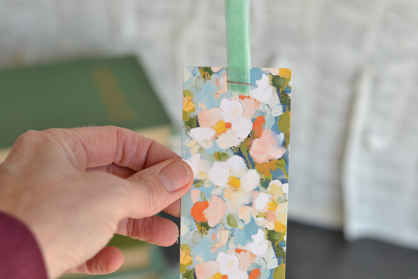 Blue Floral Bookmark + Sticker Set
