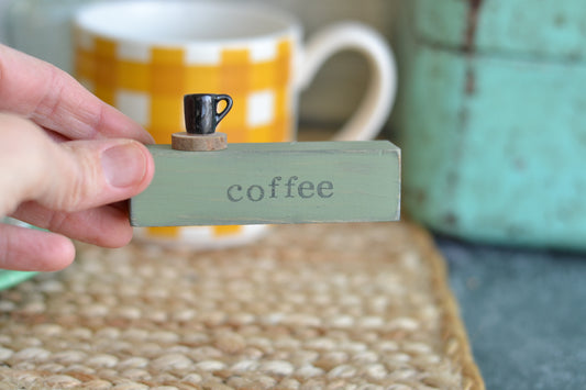 Sage Green Mini Wood Coffee Sign
