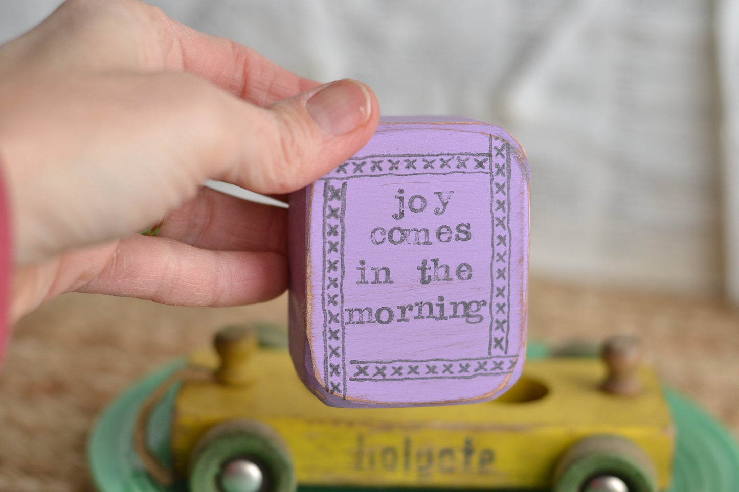 Lavender Joy Sign -hand stamped