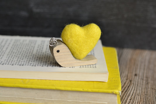 Yellow Felt Heart Snail