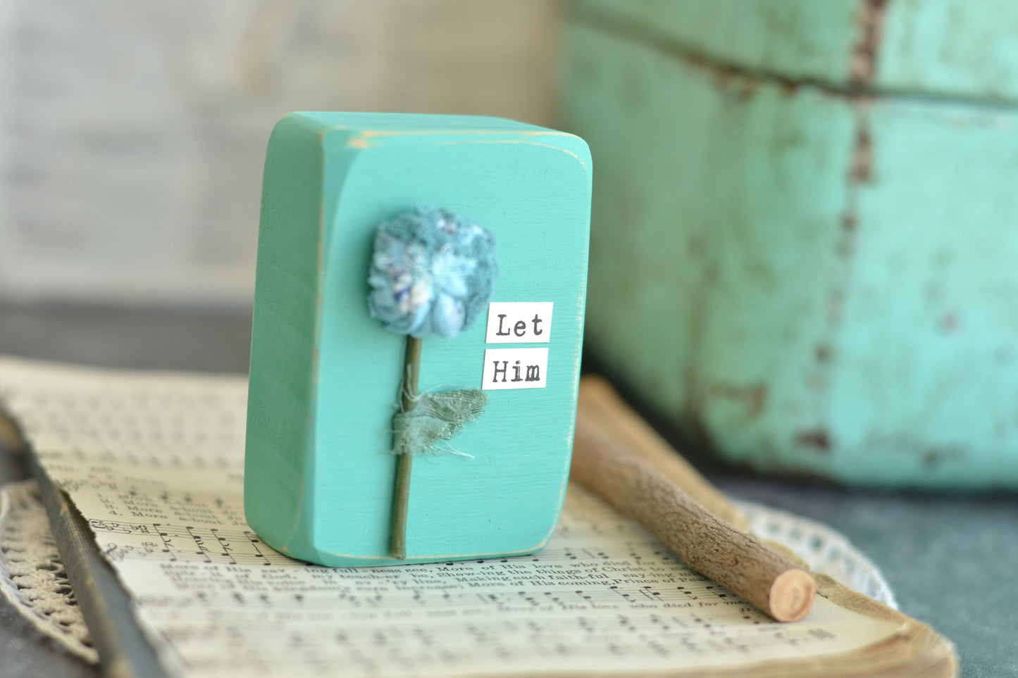 Aqua Blue Let Him Small Sign -P17