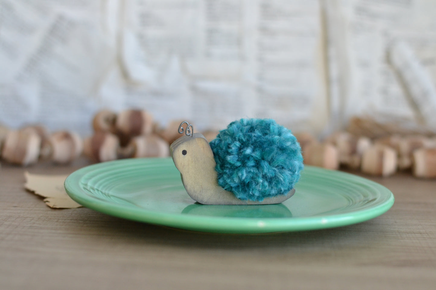 Turquoise Pom Pom Snail