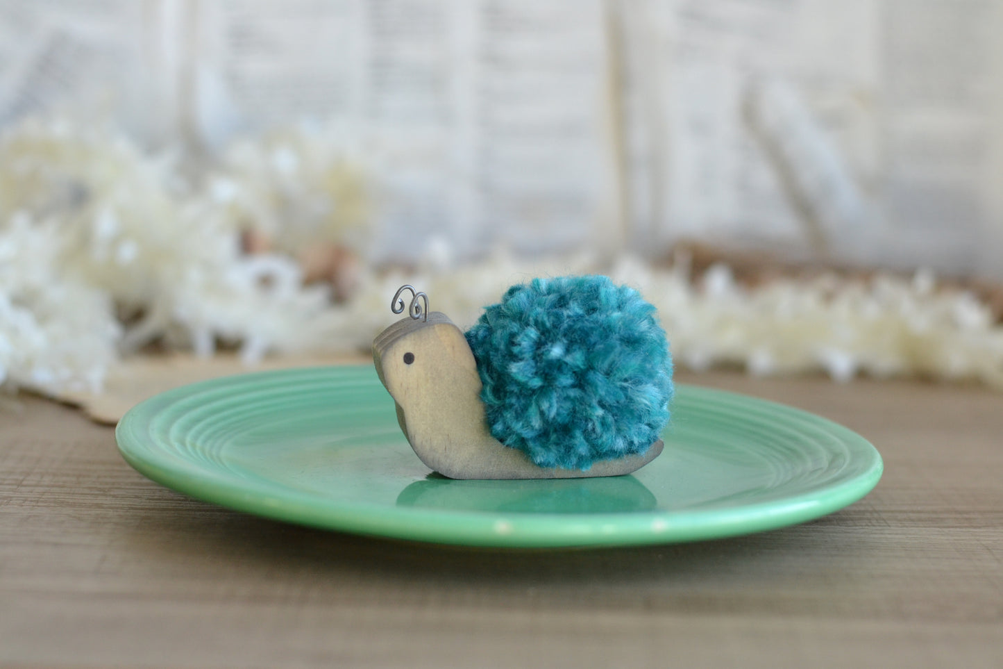 Turquoise Pom Pom Snail