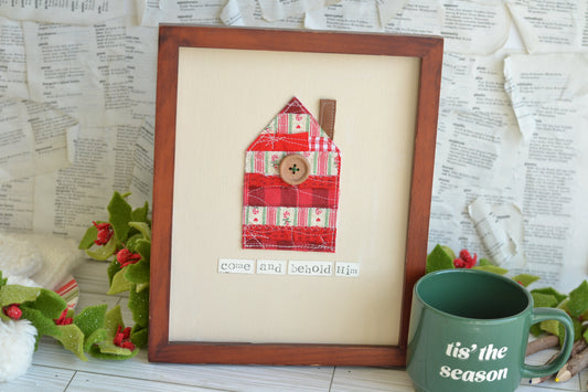UNFRAMED Quilted House - 8"x10" Canvas *frame not included