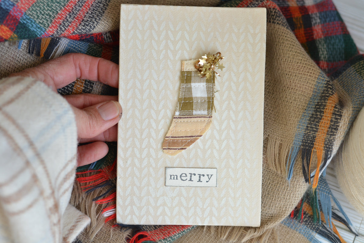 UNFRAMED Quilted NEUTRAL Stocking - 4"x6" Canvas G47