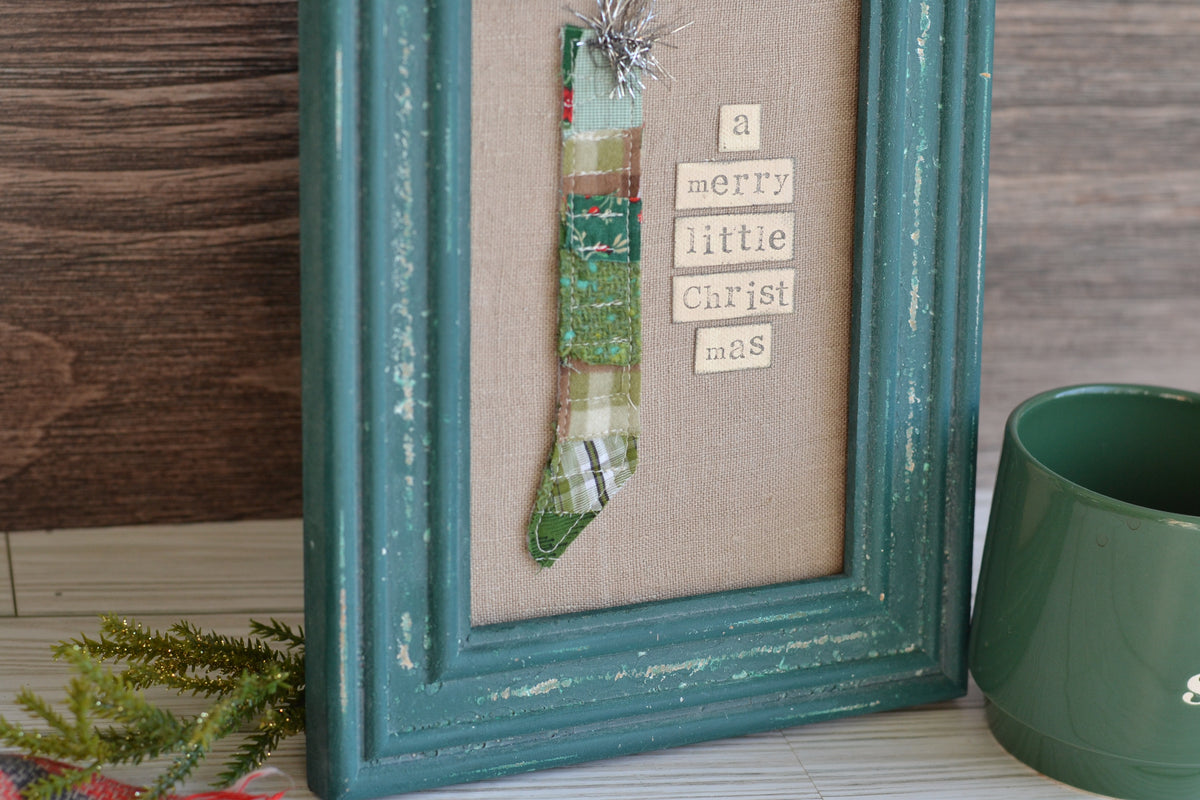 UNFRAMED Quilted Stocking - 5"x7" Canvas G51 *frame not included