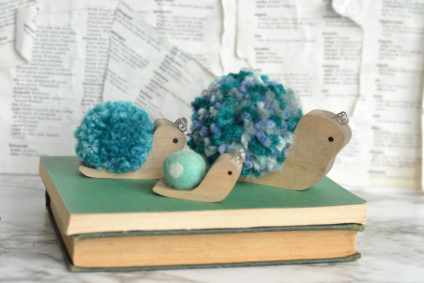 Turquoise Pom Pom Snail