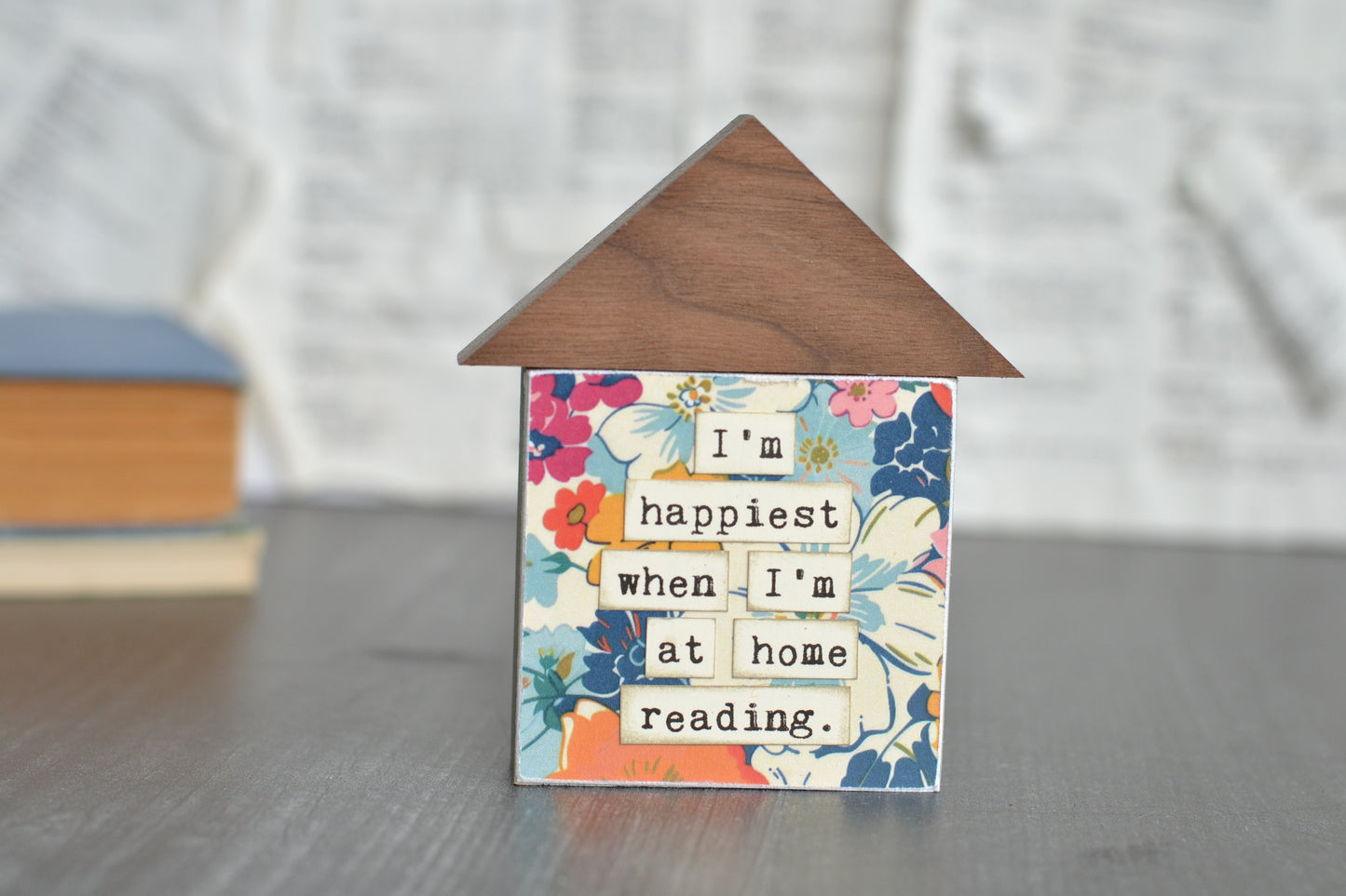 Blue Floral House Sign - Y14