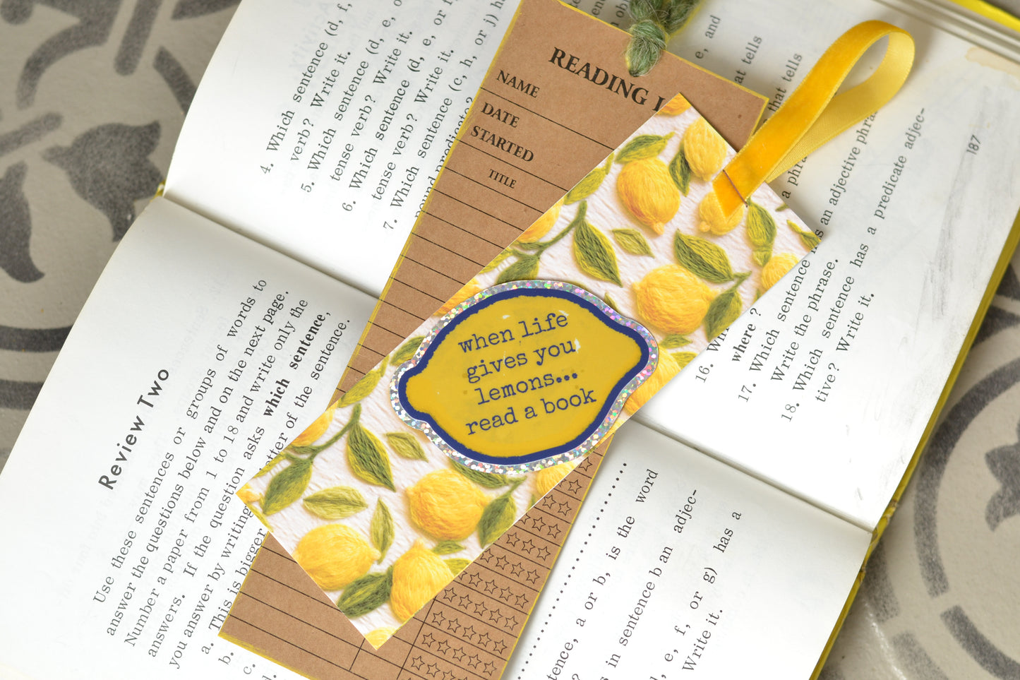 Lemon Bookmark + Sticker Set