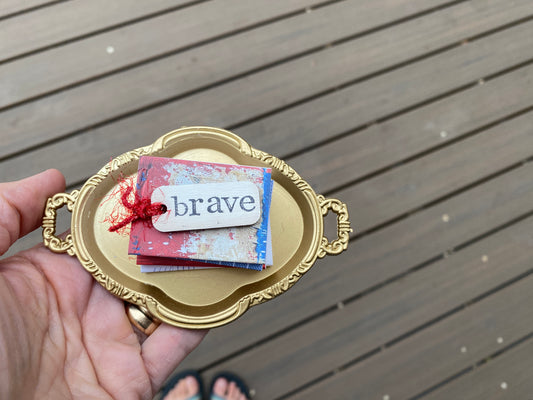 Patriotic Book Stack on gold tray