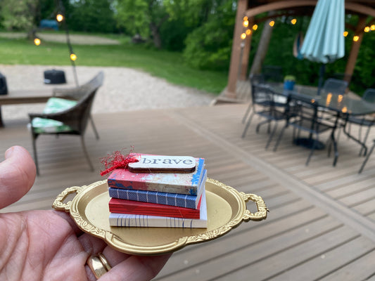 Patriotic Book Stack on gold tray