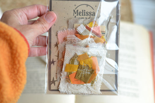 Fabric Tidbit Embellishments - Set of FIVE