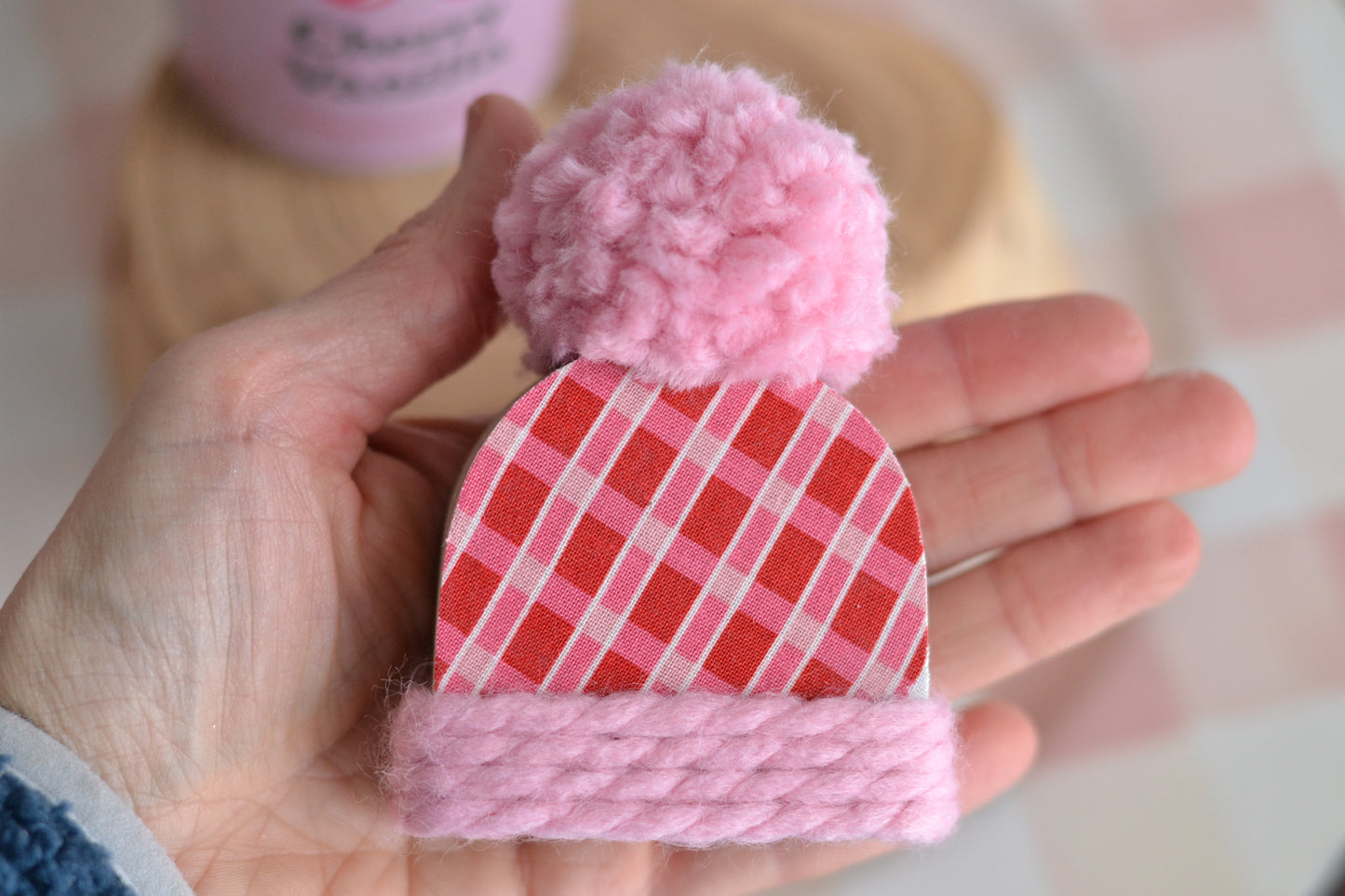 Mini Red and Pink PLAID Hat - V11