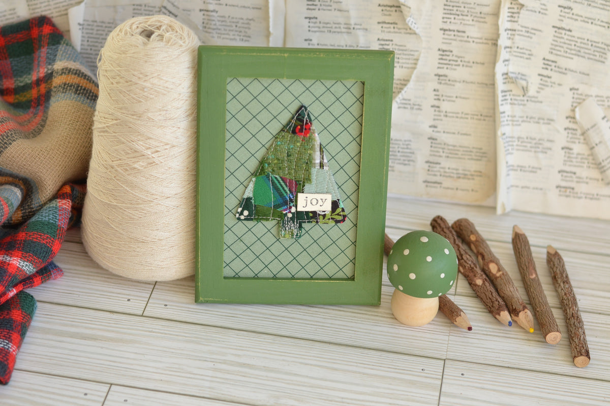 FRAMED Joy Quilted Tree Sign G36 - frame included