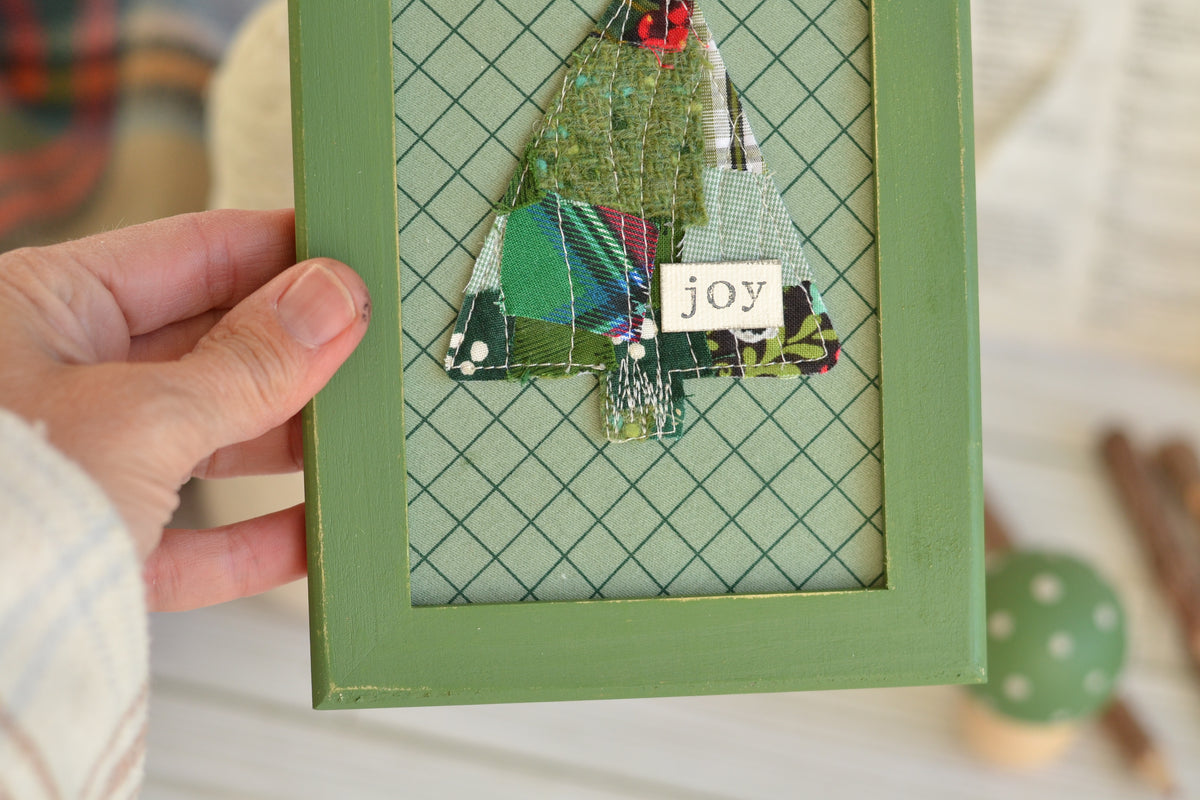 FRAMED Joy Quilted Tree Sign G36 - frame included