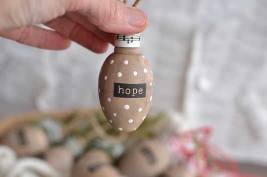 MUSIC NOTES Stained Wood Bulb Ornament