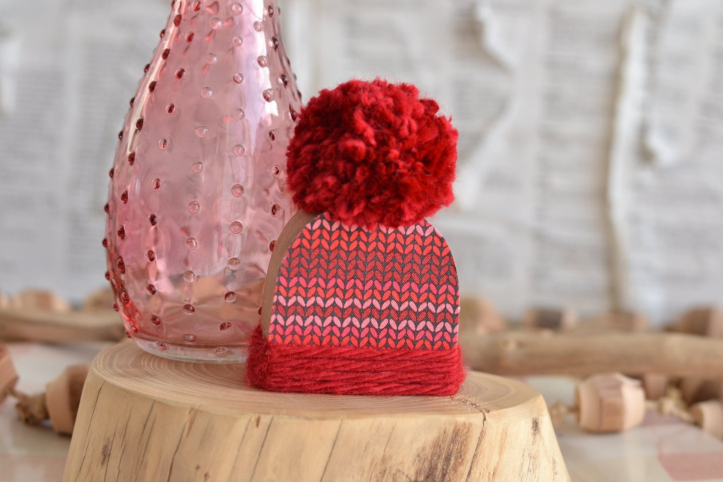 Mini Red Sweater Print Winter Beanie