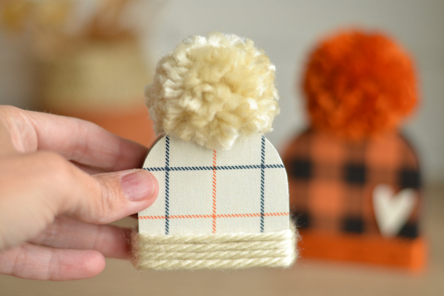 Orange and Black Wood Beanie.