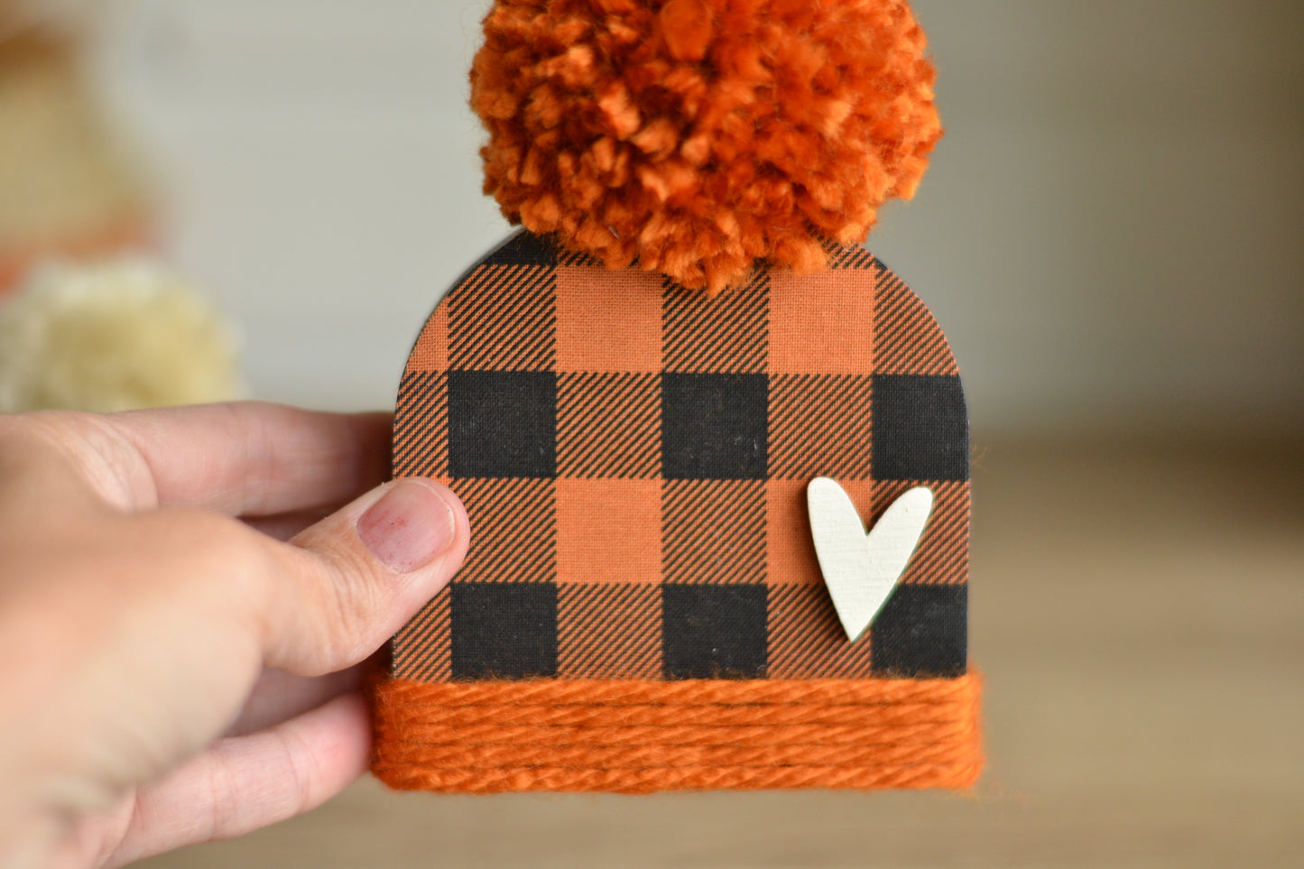 Orange and Black Wood Beanie.