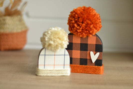 Orange and Black Wood Beanie.