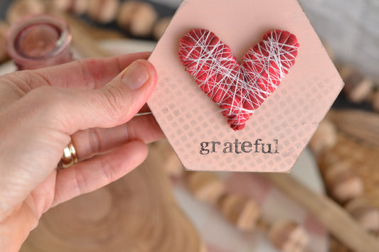 Pink and Red Gratitude Hexie Valentine's Sign