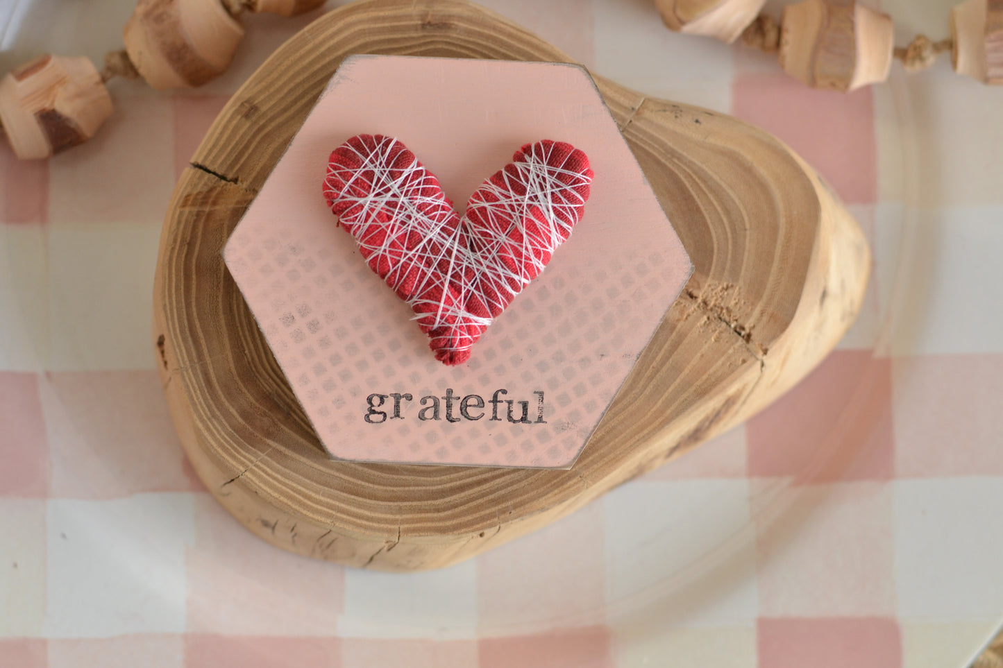 Pink and Red Gratitude Hexie Valentine's Sign