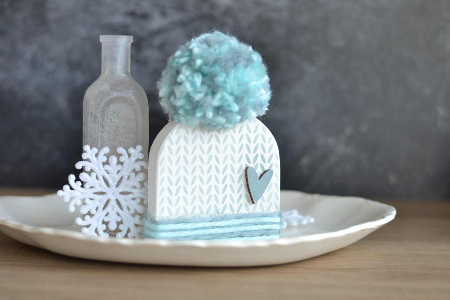 White and Light Blue Winter Shelf Sitter