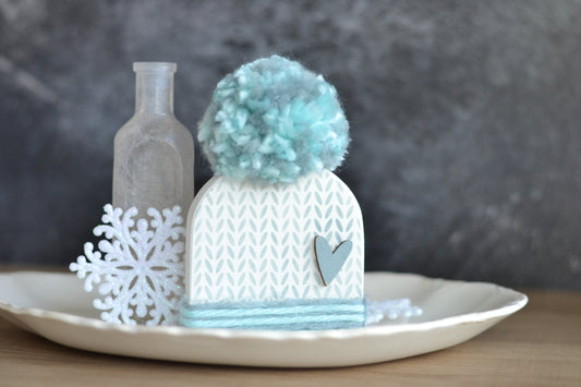 White and Light Blue Winter Shelf Sitter