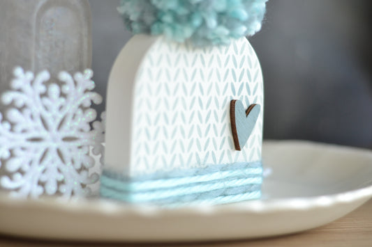 White and Light Blue Winter Shelf Sitter