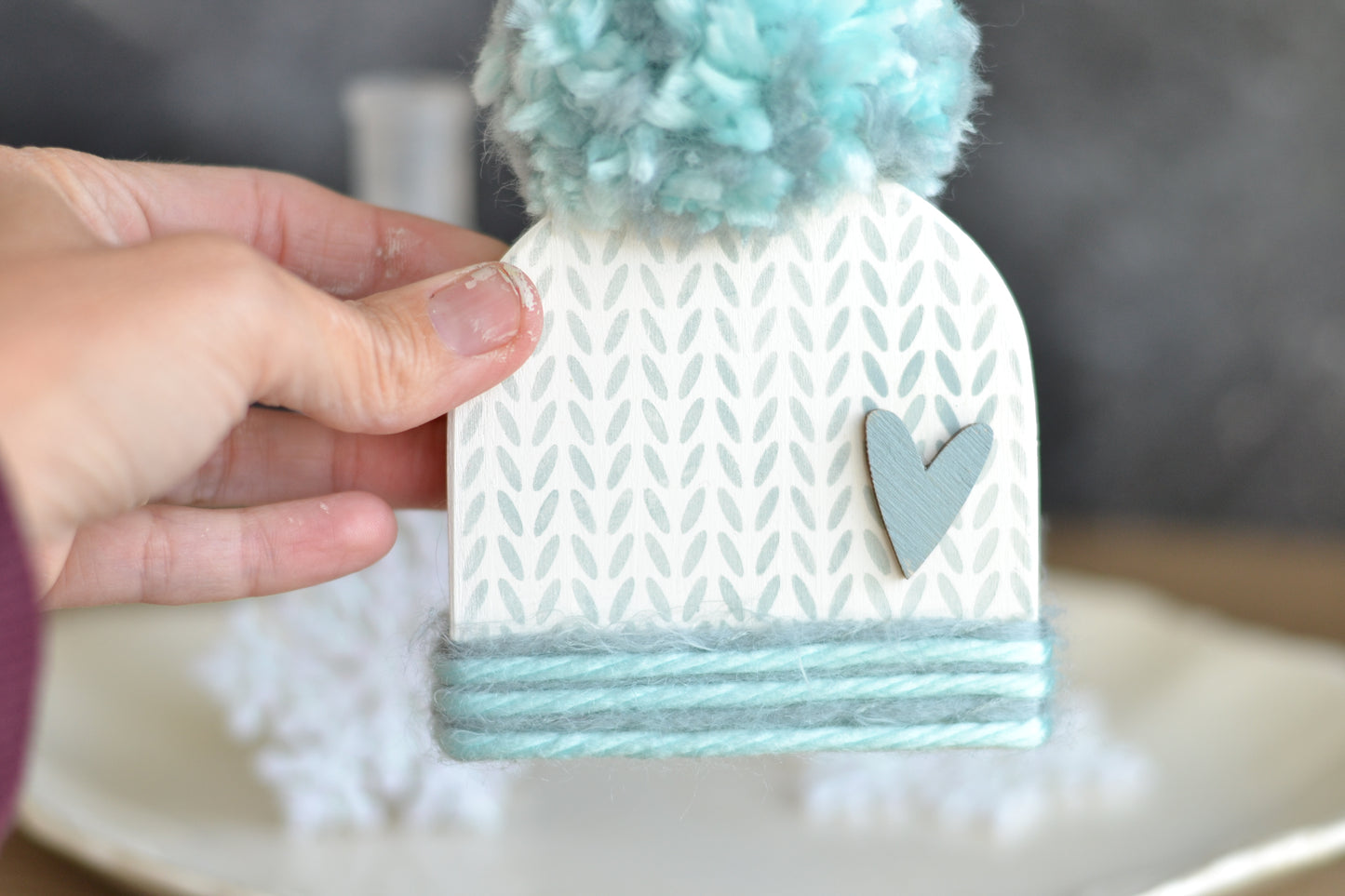 White and Light Blue Winter Shelf Sitter