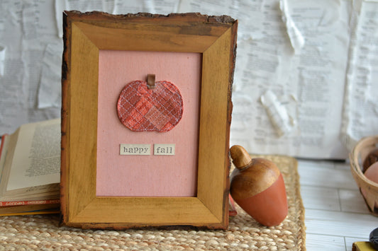 5x7 Textile Art Print - Happy Fall *frame not included*