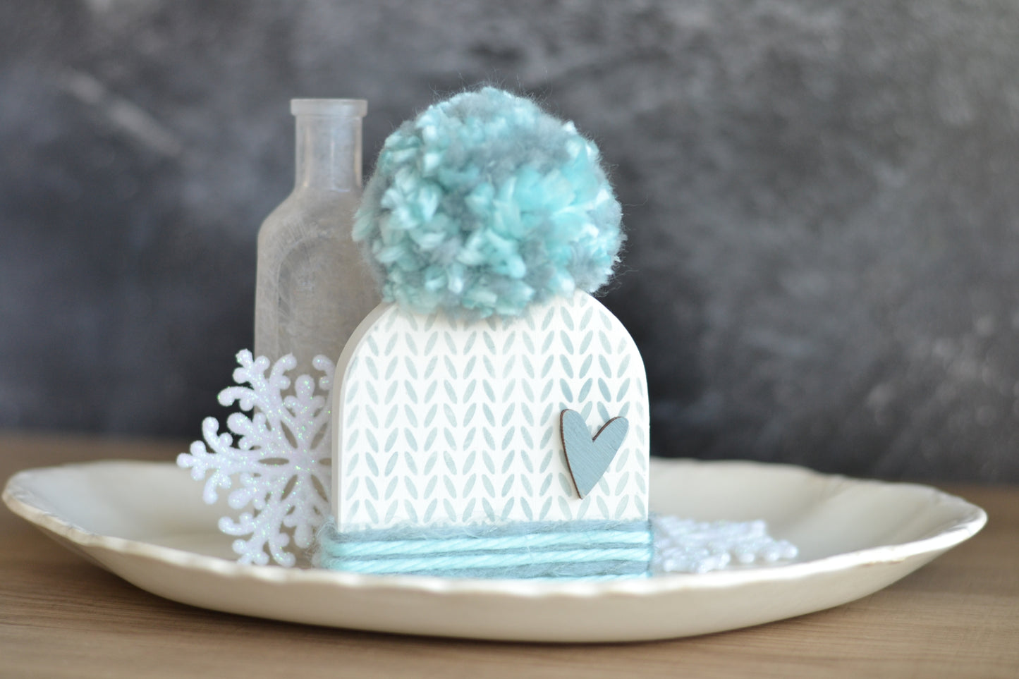 White and Light Blue Winter Shelf Sitter