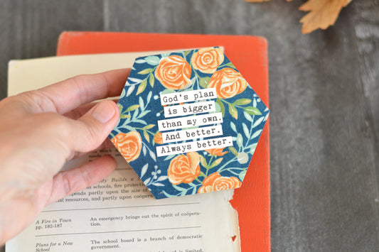 Blue Floral Hexagon Sign - A34
