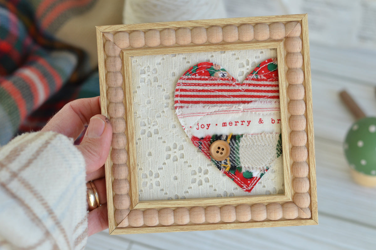 Beaded Frame RED Quilted Heart Sign - frame included G41