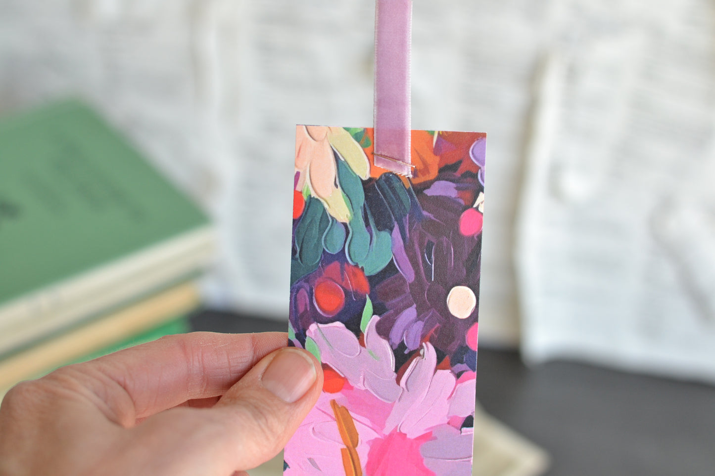 Purple Floral Bookmark + Sticker Set