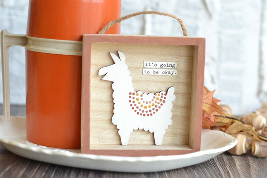Fall Shadow Box - Llama