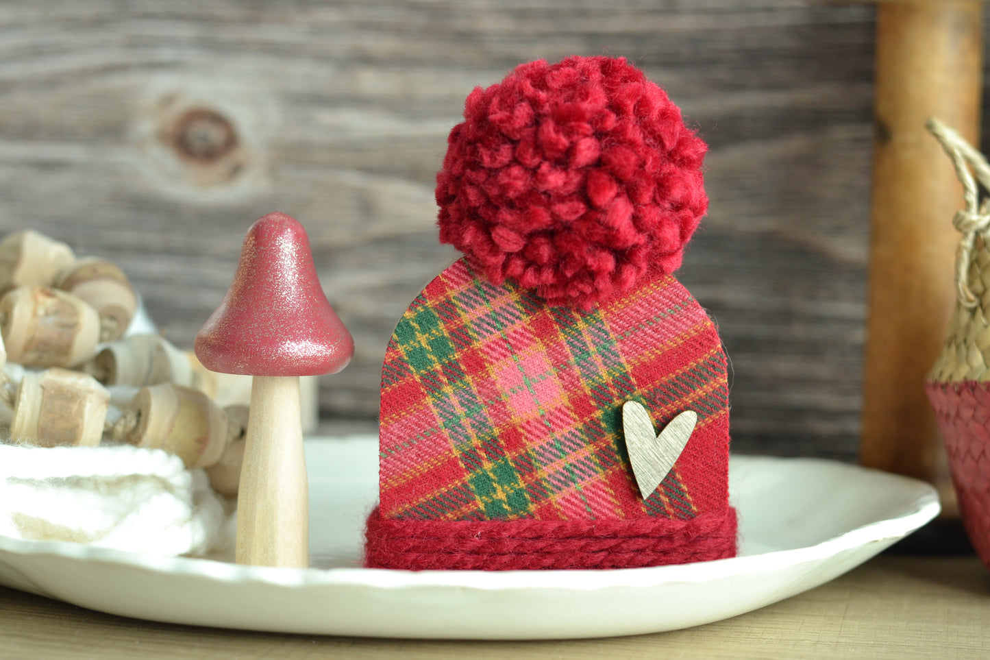 Red Flannel Plaid Winter Toque