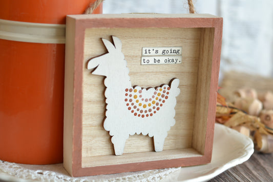 Fall Shadow Box - Llama